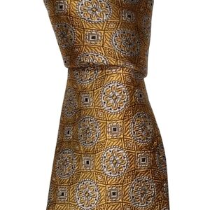 Robert Talbott Carmel Silk Necktie Mens Long Gold Floral Preppy Designer Tie EUC